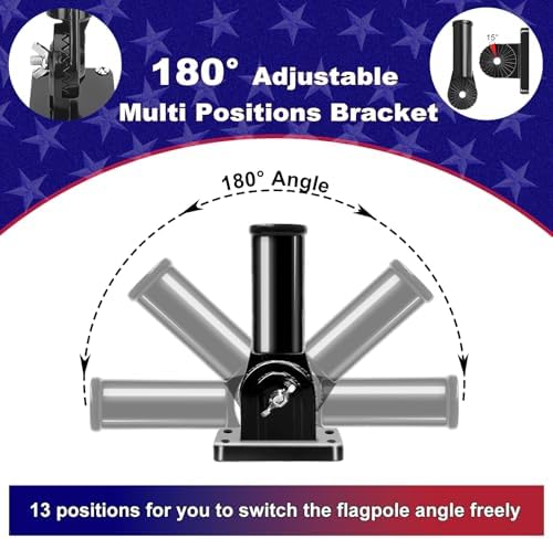 ZMTECH 2 Pack 5FT Flag Pole Kit with Solar Light and Proud American Flag, Adjustable Bracket and Upgraded Tangle-Free Ring 1" Stainless Steel Flagpole for Day and Night, Residential, Commercial, Black - Image 6