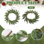 6 Pcs 20 Inch Christmas Wreath Placemats Greenery Place Mats with Berries - Image 3