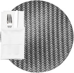 Restaurantware Round Gray Woven Metallic Pearl Placemat, 15 in, 6 Pack by Restaurantware