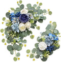 Odouzy Artificial Wedding Arch Flowers for Wedding Sign,Set of 2 for Welcome Ceremony Sign,Faux Floral Swags,Wedding, Banquet and Reception Backdrop Floral Decoration (Blue) by Odouzy