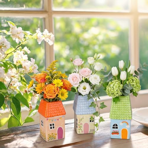 Remerry 3 Pcs Vintage Ceramic Small Vase Home Decor - Image 3