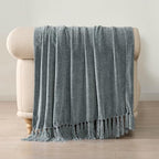 EverGrace Chenille Knit Throw Blanket for Couch, 50"x60", Dusk Blue - Image 5