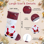 Personalized Christmas Stockings with Name & Monogram,Custom Embroidered Xmas Stocking with Chenille Cuff,Santa,Snowman & Reindeer Stocking for Family & Fireplace Holiday Decor(4 Pack) - Image 3