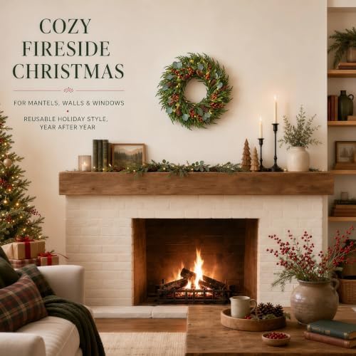 Artificial Norfolk Pine Christmas Wreath 24" Full Design with Door Hanger - Image 7