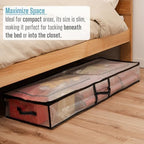 VENO 2 Pack Clear Wrapping Paper Organizer Storage Box for Christmas Gift Bags and Holiday Accessories, Underbed Storage Container with Interior Pockets, 40 Inches Long Fits 24 Rolls (2 Pack) - Image 5