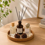 Round Rattan Serving Trays, Set of 3, White Leaf - Image 7