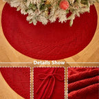 36 Inch Red Knitted Christmas Tree Skirt - Image 3