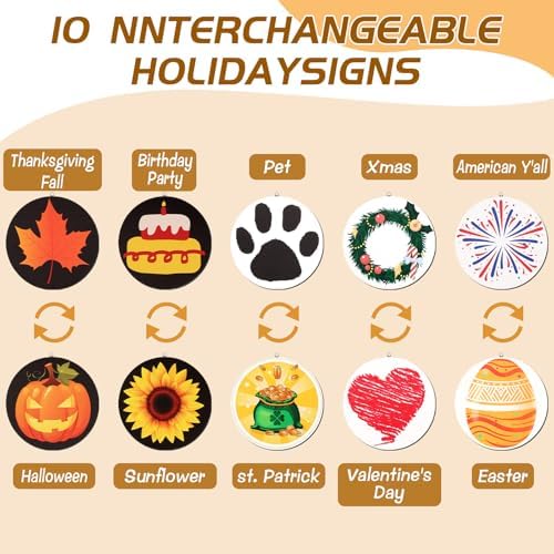 Welcome Sign for Front Porch Standing - 47" Interchangeable Wooden Leaner Sign with Interchangeable Seasonal Icons for Outdoor Farmhouse, Christmas Easter Fall Halloween Seasonal Decor - Image 4