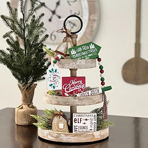 6 Pcs Christmas Themed Tiered Tray Decor Set, Christmas Themed Decor Bundle For Tier Tray, Christmas Tiered Tray Decorations, Seasonal Tier Tray Decor - Image 2