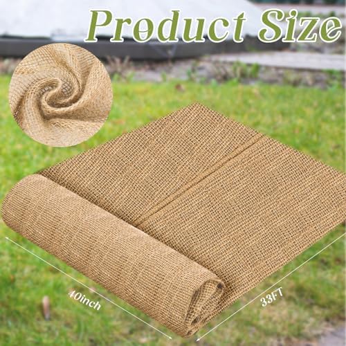 Buryeah 1 Pack 40 Inch X 33 ft Burlap Fabrics Roll Natural Jute Garden - Image 2