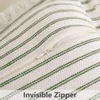 ZWJD Throw Pillow Covers 18x18 Set of 2 Striped Pillow Covers with Fringe Chic Cotton Decorative Pillows Square Cushion Covers for Sofa Couch Bed Living Room Farmhouse Decor (Olive Green) - Image 5