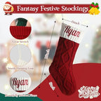 Personalized Christmas Stockings,Custom Embroidered Name & Monogram Knit Stockings for Kids,Family - Classic Cable Knit 18" Christmas Stocking for Fireplace Holiday Decor(4 Pack) - Image 3