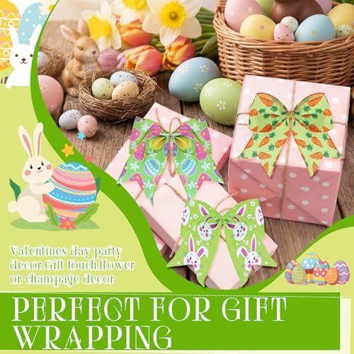 Daifunli 48 Pcs 6 Inch Easter Bows for Wreath Easter Bunny Egg Bows Bulk for Gift Wrapping Holiday Basket Ornaments Party Decor - Image 4