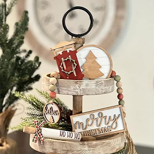 7 Pcs Christmas Themed Tiered Tray Decor Set, Christmas Themed Decor Bundle For Tier Tray, Christmas Tiered Tray Decorations, Seasonal Tier Tray Decor - Image 3