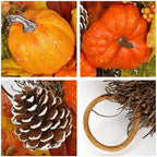 Pumpkin Harvest Teardrop Swag, 23.6 Inch, Mini Pumpkins & Fall Leaves - Image 5