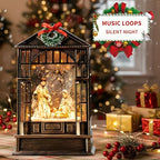 Christmas Snow Globe, Lighted Angel Guarding Nativity Scene, Musical Snow Water Lantern Swirling Glittering Holiday Decoration and Gift for Family Children or Friends - Image 3