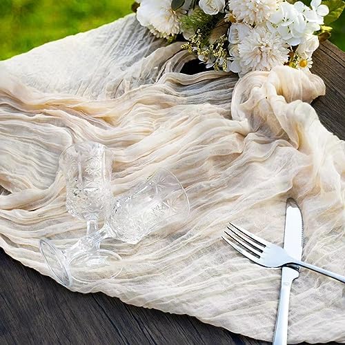 12 Pcs Terracotta Cheesecloth Table Runner 13ft Boho Gauze Cheesecloth Table Runner 160 inch Long for Christmas Wedding Bridal Baby Shower Birthday Table Decorations - Image 6