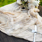 12 Pcs Beige Cheesecloth Table Runner 13ft Boho Gauze Cheesecloth Table Runner 160 inch Long for Christmas Wedding Bridal Baby Shower Birthday Table Decorations - Image 6