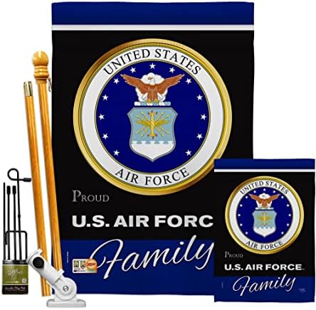 Air Force Proudly Family Garden House Flag - Kit Armed Forces USAF United State American Military Veteran Retire Official - Decoration Banner Small Yard Gift Double-Sided Made In USA 28 X 40 by Breeze+Decor