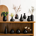 Ceramic Bud Vases, Black Mini Vase Set of 11, Small Pottery Vases for Flowers Mini Ceramic Vases for Pampas Grass Vase Bulk for Wedding Table Centerpieces Decoration Boho Home Decor - Image 2