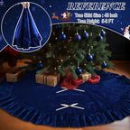 48 Inches Velvet Christmas Tree Skirt Decorations Dark Blue Luxury Xmas Fur Plush Skirts for Merry Christmas Party Rustic Vintage Holiday Home Winter - Image 4
