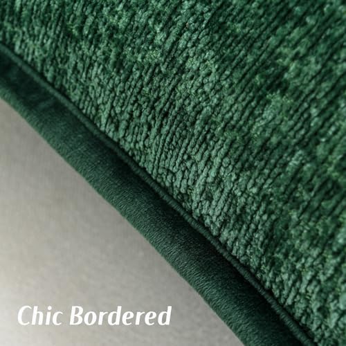 FUTEI Pack of 2 Chenille Soft Throw Pillow Covers 22x22 Inch, Dark Green - Image 3