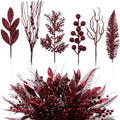 66 Pcs Burgundy Christmas Glitter Picks and Sprays by Vertintong