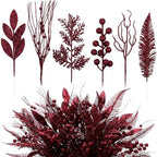 66 Pcs Burgundy Christmas Glitter Picks and Sprays by Vertintong