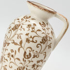 8.9 Inch Vintage Brown Chinoiserie Floral Vase, Antique Rustic Ceramic Vase for Home Decor, Living Room, Bookshelf, Office, Entryway, Garden, Chinoiserie Decor, Tuscan Decor - Image 3