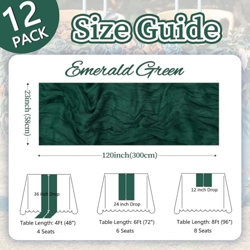 12 Pack Emerald Green Cheesecloth Table Runner 23 x 120 Inch 10Ft - Image 2