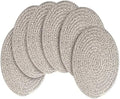 6 Pack Round Woven Placemats,13.8 inch Plate Chargers Mixed Brown Thick Place Mats Cotton Rope Braided Tablemats Rattan Mats for Christmas Table Decoration by WENFOME