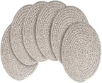6 Pack Round Woven Placemats,13.8 inch Plate Chargers Mixed Brown Thick Place Mats Cotton Rope Braided Tablemats Rattan Mats for Christmas Table Decoration by WENFOME