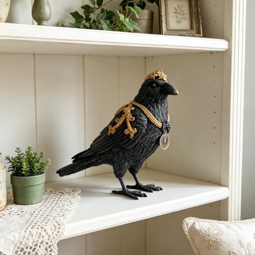 Cynkeyee Gothic Raven Crow Resin Statue - Halloween Decor Figurines 7.5IN - Image 5