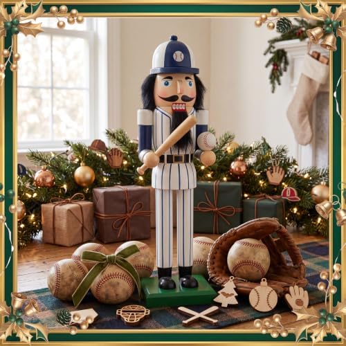 Blosssound 15" Christmas Baseball Nutcracker Wooden Sports Decor,Baseball B - Image 4