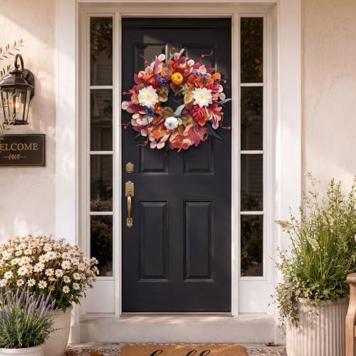 Fall Wreaths for Front Door 24 inch Wreath with Storage Bag - Image 3