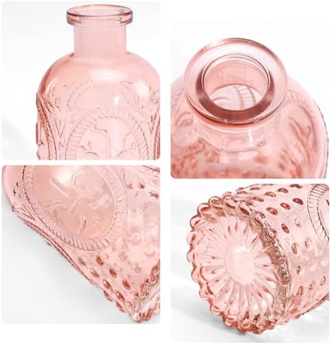 Vintage Pink Small Glass Vase Set of 24, Cute Bud Vases for Centerpiece Table Decorations, Boho Mini Vases for Flowers, Pink Clear Vase Bulk for Wedding Party Decor, Birthday, Baby Shower - Image 7