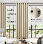 KOUFALL Beige Living Room Curtains 96 Inches Long,Blackout Grommet No Wrinkle Room Darkening Curtains for Bedroom 2 Panel Set 52x96 in Length - Image 2