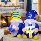 4FT Hanukkah Decorations Outdoor Inflatable Gnome Couple Hold Menorah Dreidel Built-in LED Lights, Chanukah Decorations for Home, Hanukkah Blow Up Yard Decoration for Lawn Garden Holiday Party - Image 6