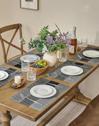 Leetaltree Grey with White Striped Placemats Set of 12 - Heat Resistant Non-Slip Place mats for Dining Table, Washable Durable PVC Vinyl Woven Table Mats（Grey Stripe, 12） - Image 3