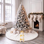 JOVIPOP Large Christmas Tree Skirt, 60-Inch White Faux Fur Decor - Image 3
