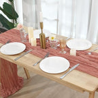 10 Pack Dusty Pink Cheesecloth Table Runner 120 Inch Boho Wedding Decor - Image 7