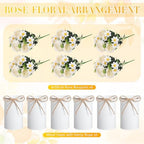 Domensi 6 Sets Wedding Centerpiece for Table Decoration Artificial Fake Rose Flowers with Metal Vase, Faux Silk Rose Bouquet Floral Arrangements for Bridal Shower Home Dining Party (White) - Image 5
