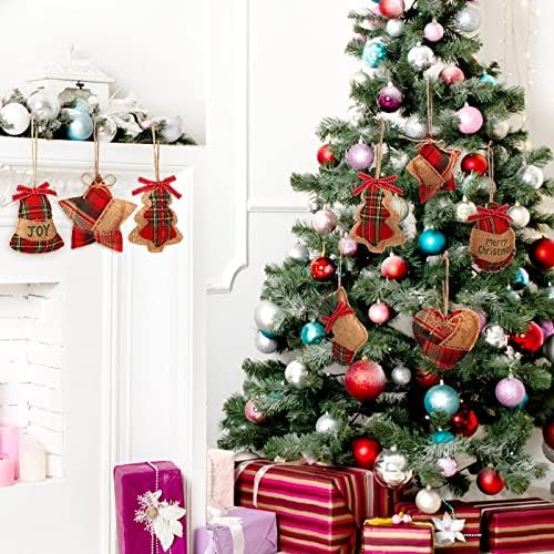 24 Pcs Burlap Christmas Ornaments Set Mini Stockings Funny,Fresh - Image 5