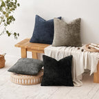 MIULEE Soft Decorative Chenille Pillow Covers Navy Grey 20x20 Pack of 4 - Image 5