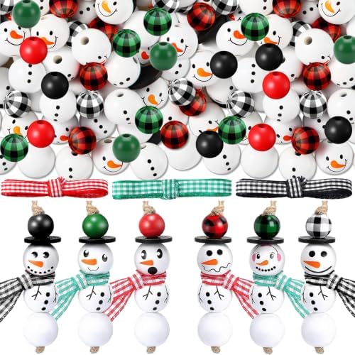 Vicenpal 450 Pcs Christmas Wooden Beads, Plaid, Classic Color by Vicenpal