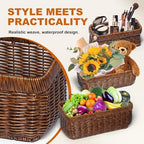 Wall Hanging Baskets, Woven Plastic Basket with Rattan-Style Design - Image 2