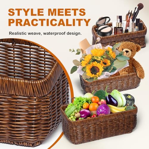 Wall Hanging Baskets, Woven Plastic Basket with Rattan-Style Design - Image 2
