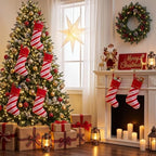 Zubebe 36 Pcs Christmas Stockings Bulk 15 Inch Felt, Red White Twill Stripe - Image 5