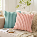 Pallene Faux Fur Decorative Throw Pillow Covers 24x24 Set of 2, Pink - Image 5