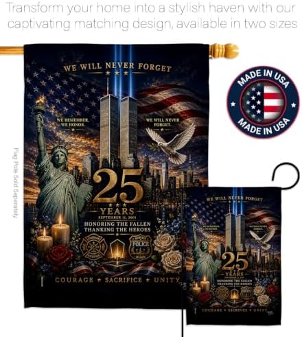 25th 9/11Honoring Fallen Thanking Heroes Flag Wall Holder Kit September 11 25th Poster Patriot Day Yard Decor Memorial Gifts Commemorative Memorabilia Decorations Garden Remembrance Tribute Tapestry - Image 4